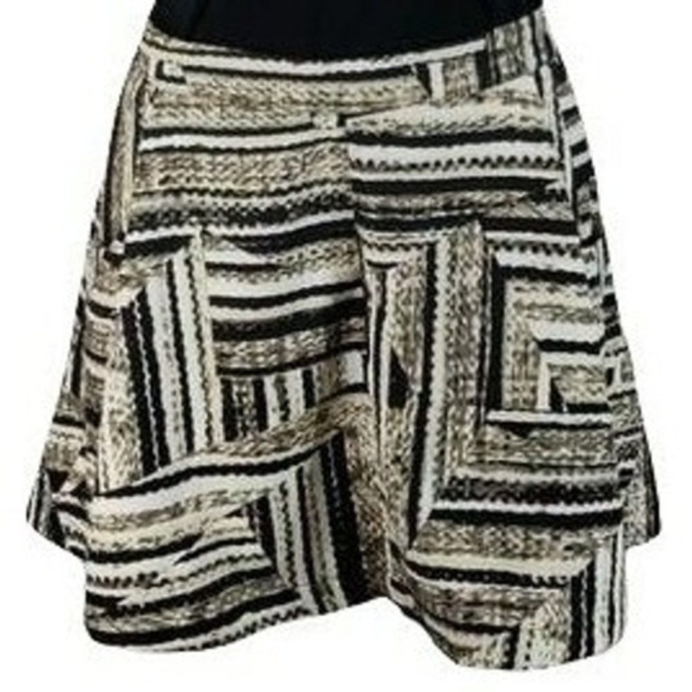 a.n.a A New Approach Skirt Womens PL Tan Black Excellent Abstract Mini Pockets